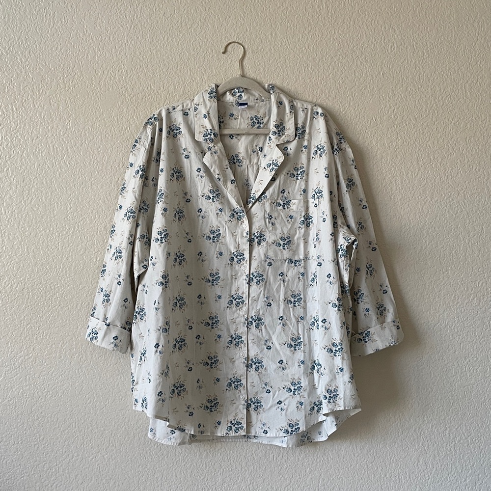 Old Navy Cotton Pajama Shirt Ditsy Floral Cottagecore Coastal